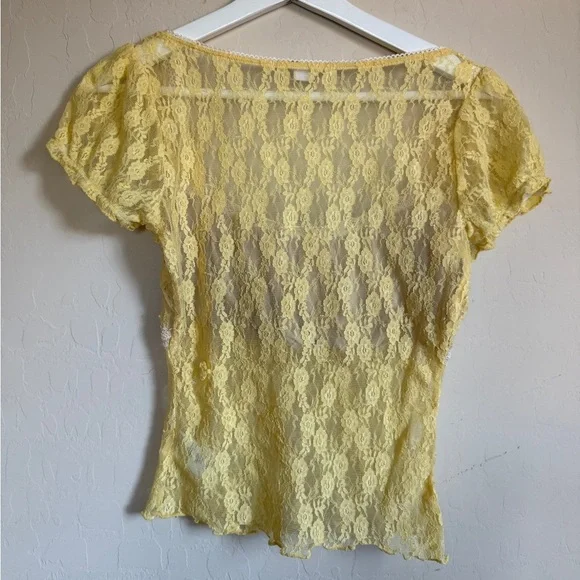 Urban Outfitters Kimchi Blue Sunny Lace Babydoll Milkmaid Blouse Sheer M - Picture 5 of 8